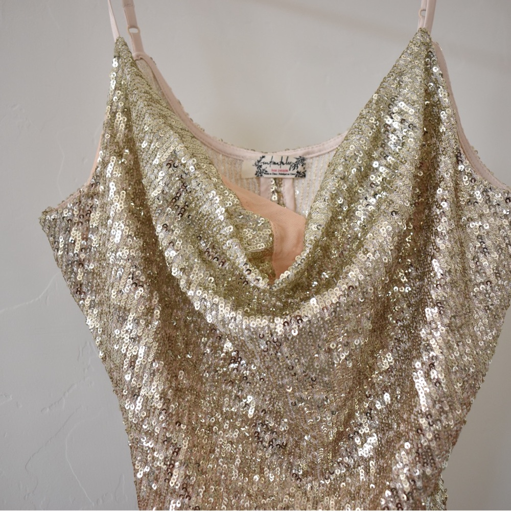 Free People Gold Sequin Blouse